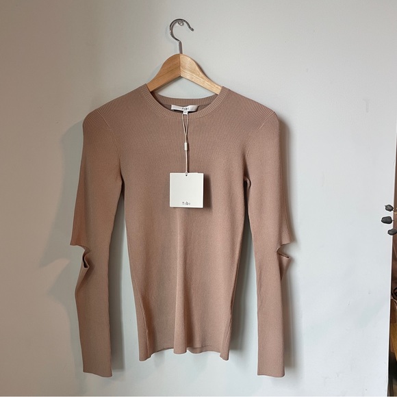 Tibi Giselle Slash Cutout Crewneck Pullover - Picture 2 of 15